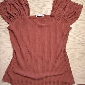Ces Femme Pleated Sleeve Blouse in Dusty Rose